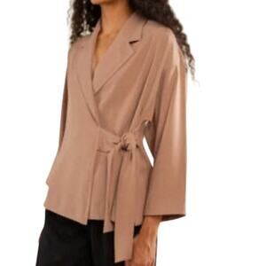 Modern Citizen NWOT Sz S True Wrap Top Blazer Notched Collar Minimalist Neutral